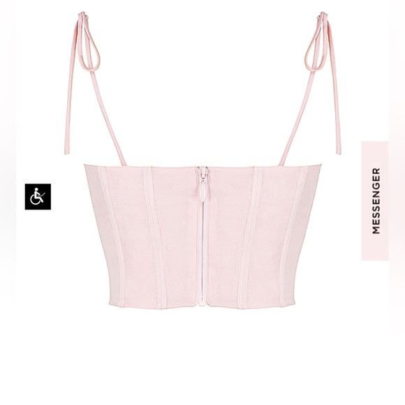 House of Cb     WILLOW
BABY PINK CHIFFON GATHERED BUST CROPPED CORSET - - Picture 7 of 13